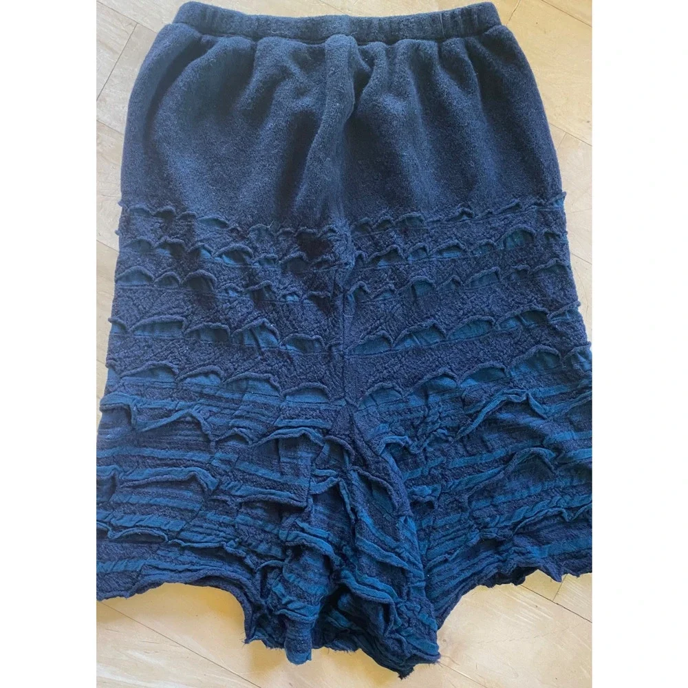 BABETTE SF Unique Wool Cotton Lace Skirt - Tiered Art to Wear Black / Green XS